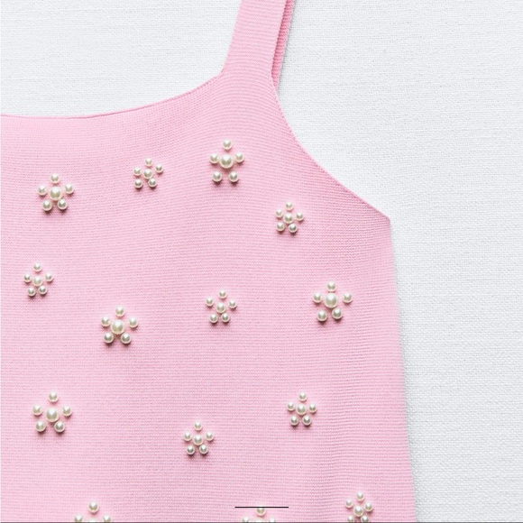Zara PEARL TRIM KNIT MINI DRESS - Picture 7 of 8